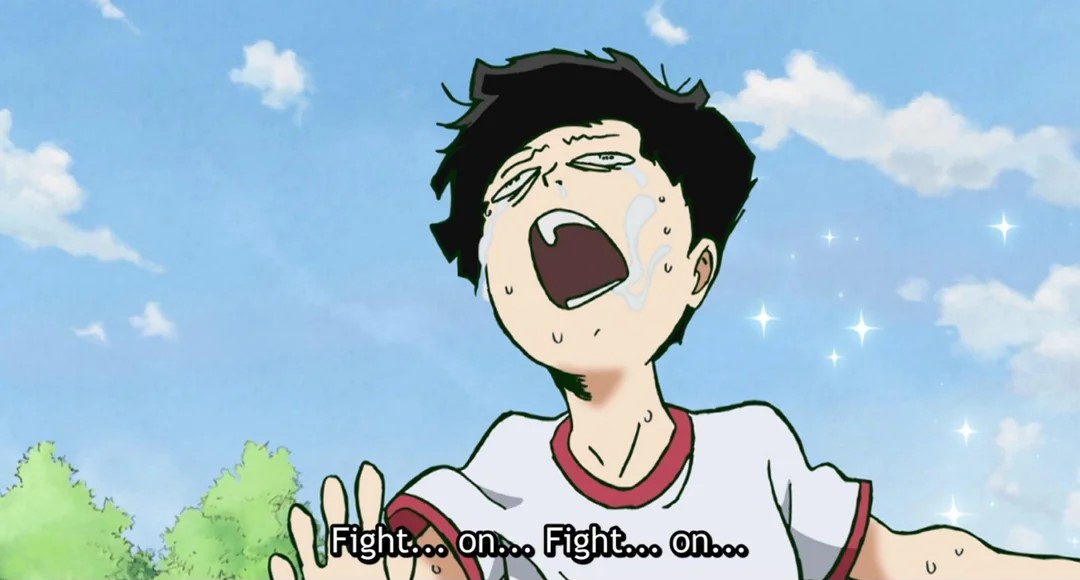 Mob sweating and working out with the Body Improvement Club from Mob Psycho 100